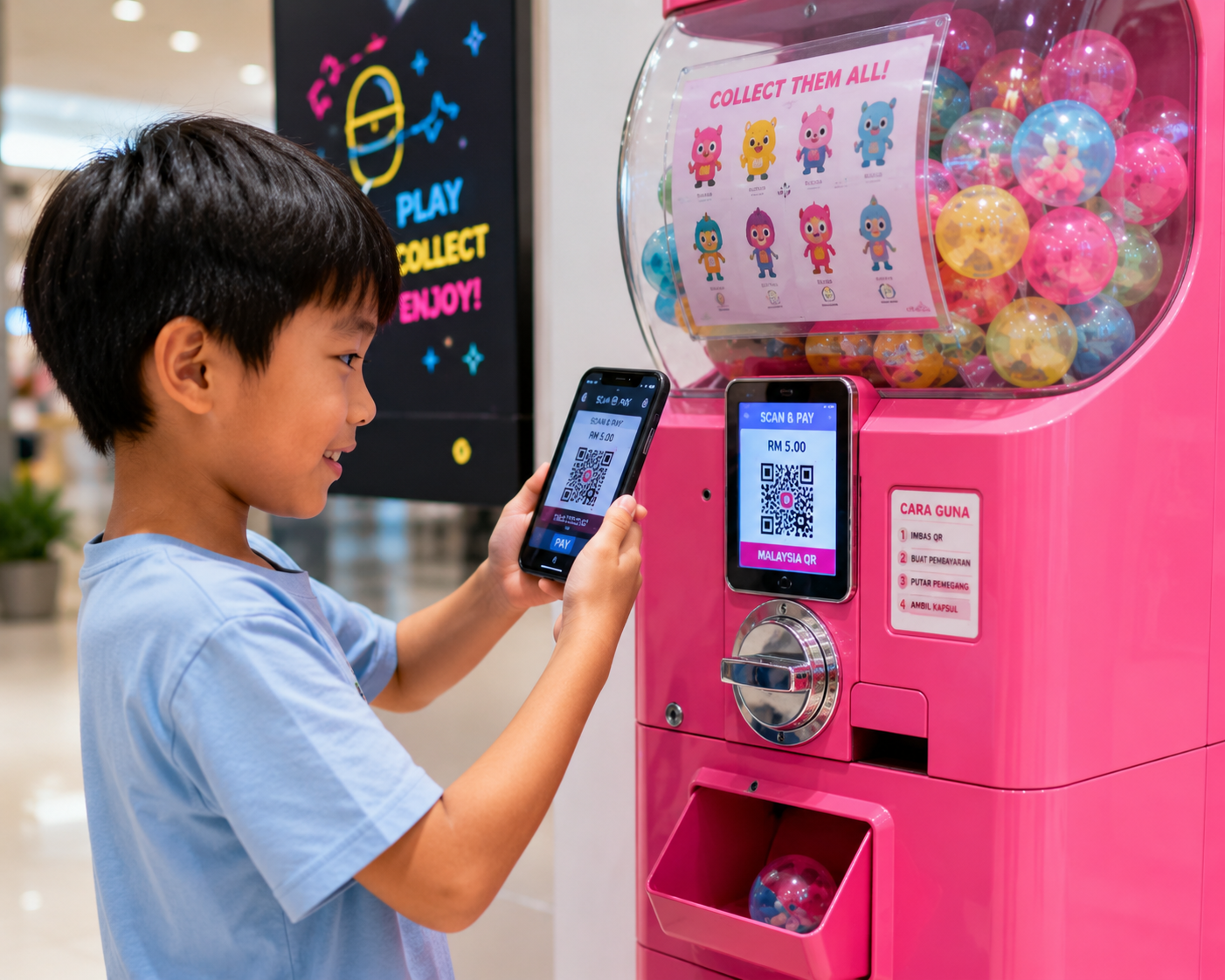 QR Payment Cashless Collection Candy & Capsule Vending Machine